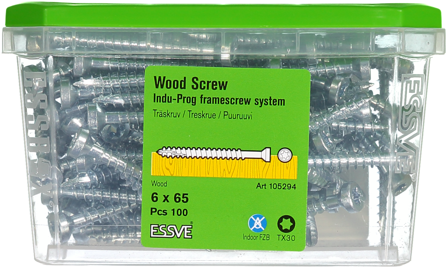 TRÄSKRUV INDU-PROG 6X65 100ST TX30 LÄTT DÖRR/FÖNSTERMONTAGE