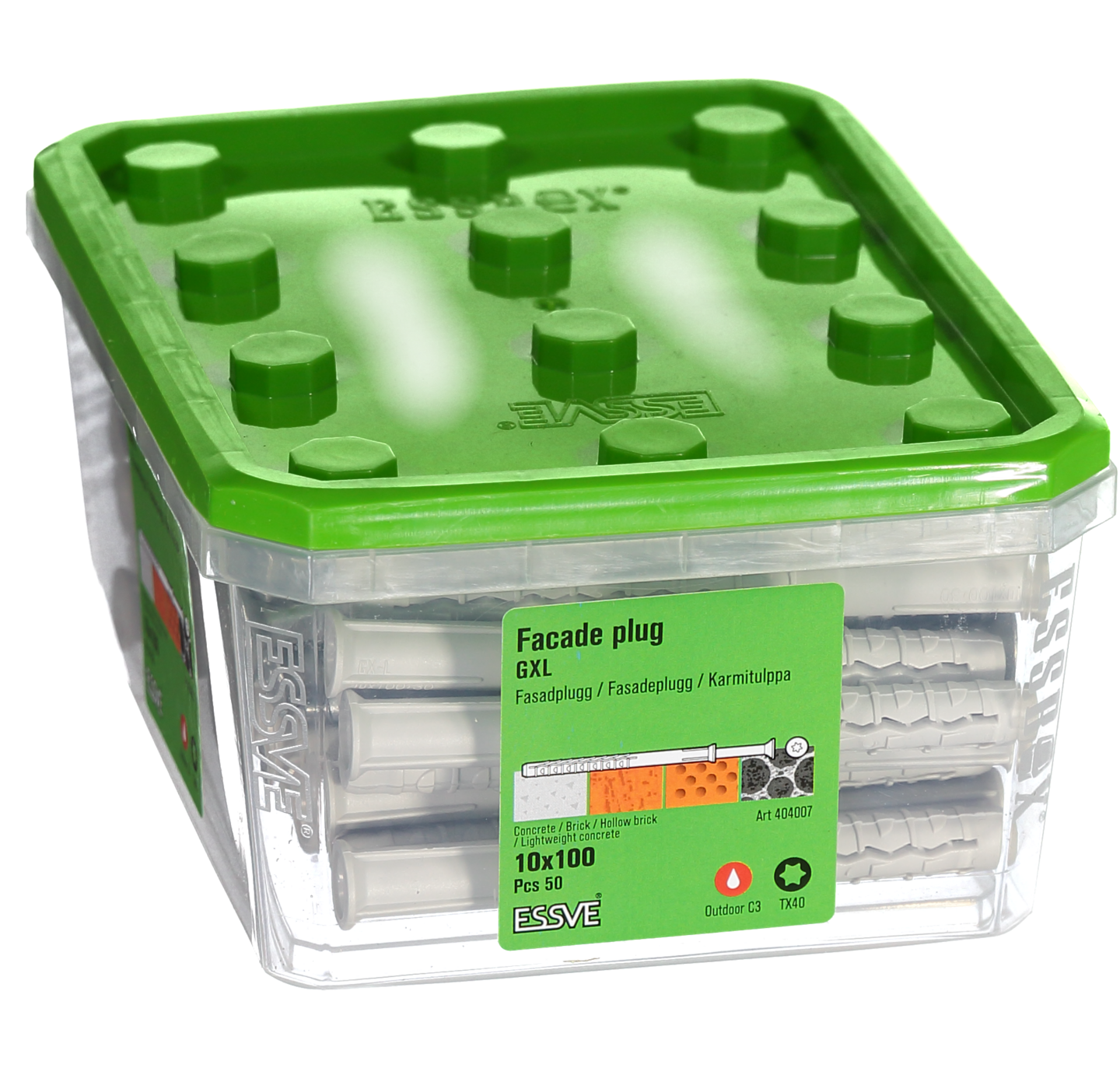 FASADPLUGG FZV C3 10X100 50ST TX40 FÖRSÄNKT SKALLE