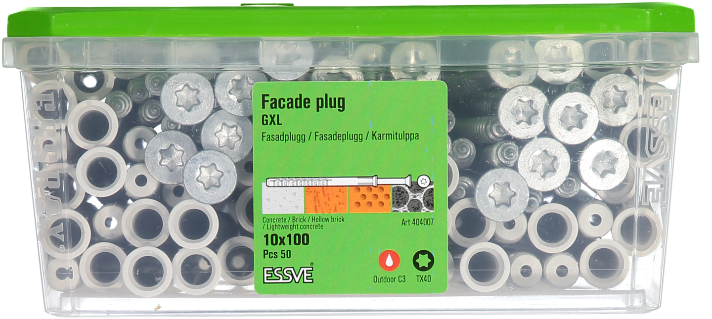 FASADPLUGG FZV C3 10X100 50ST TX40 FÖRSÄNKT SKALLE