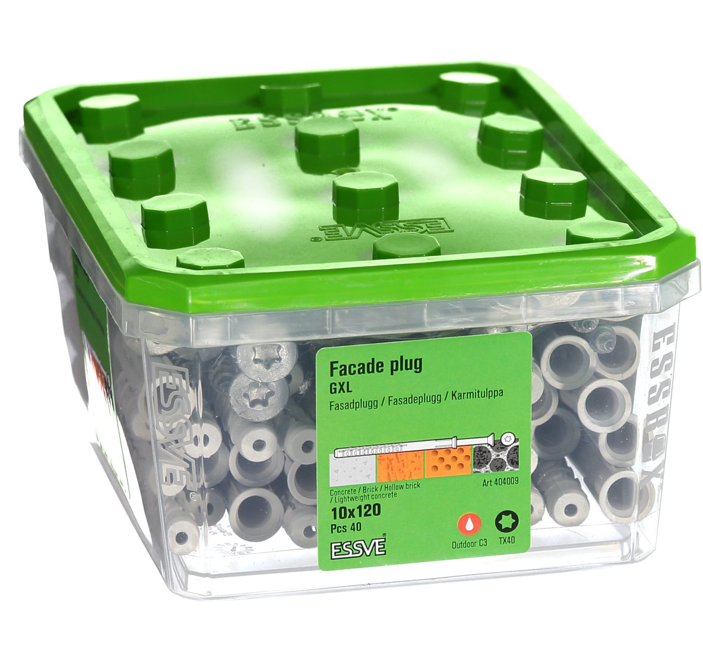 FASADPLUGG FZV C3 10X120 40ST TX40 FÖRSÄNKT SKALLE