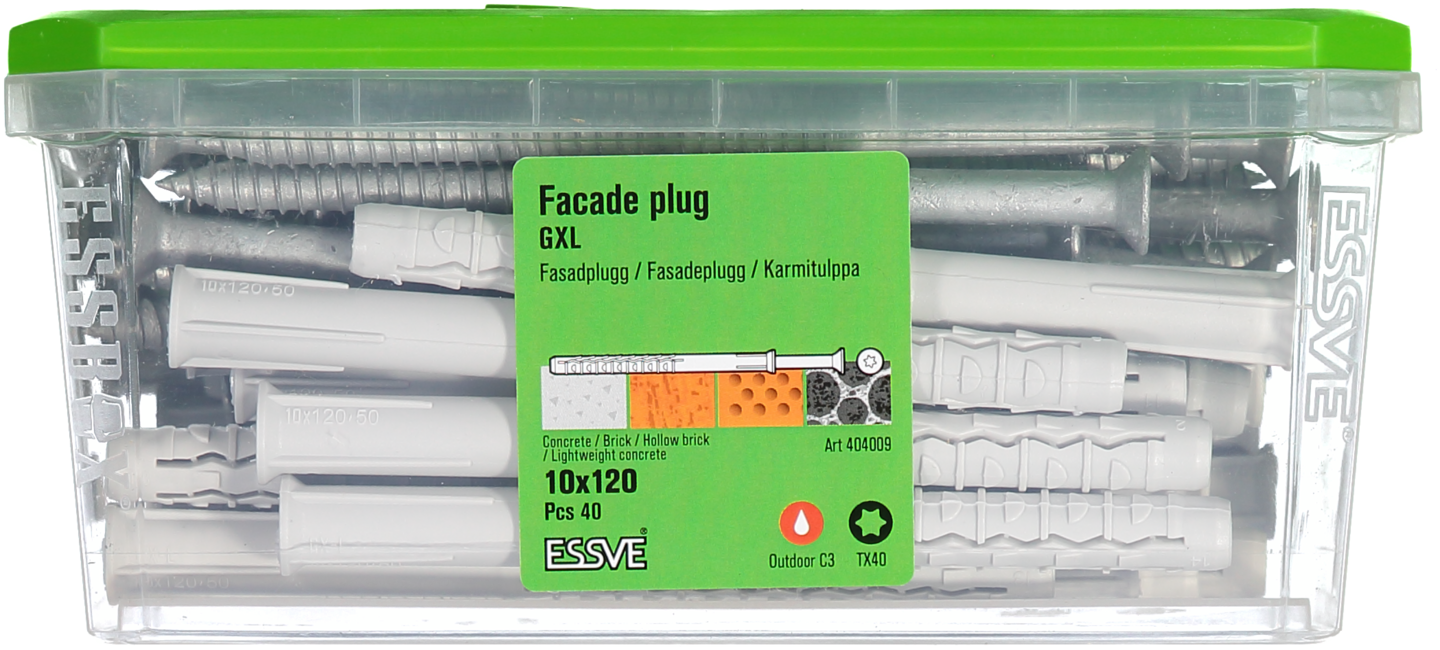 FASADPLUGG FZV C3 10X120 40ST TX40 FÖRSÄNKT SKALLE