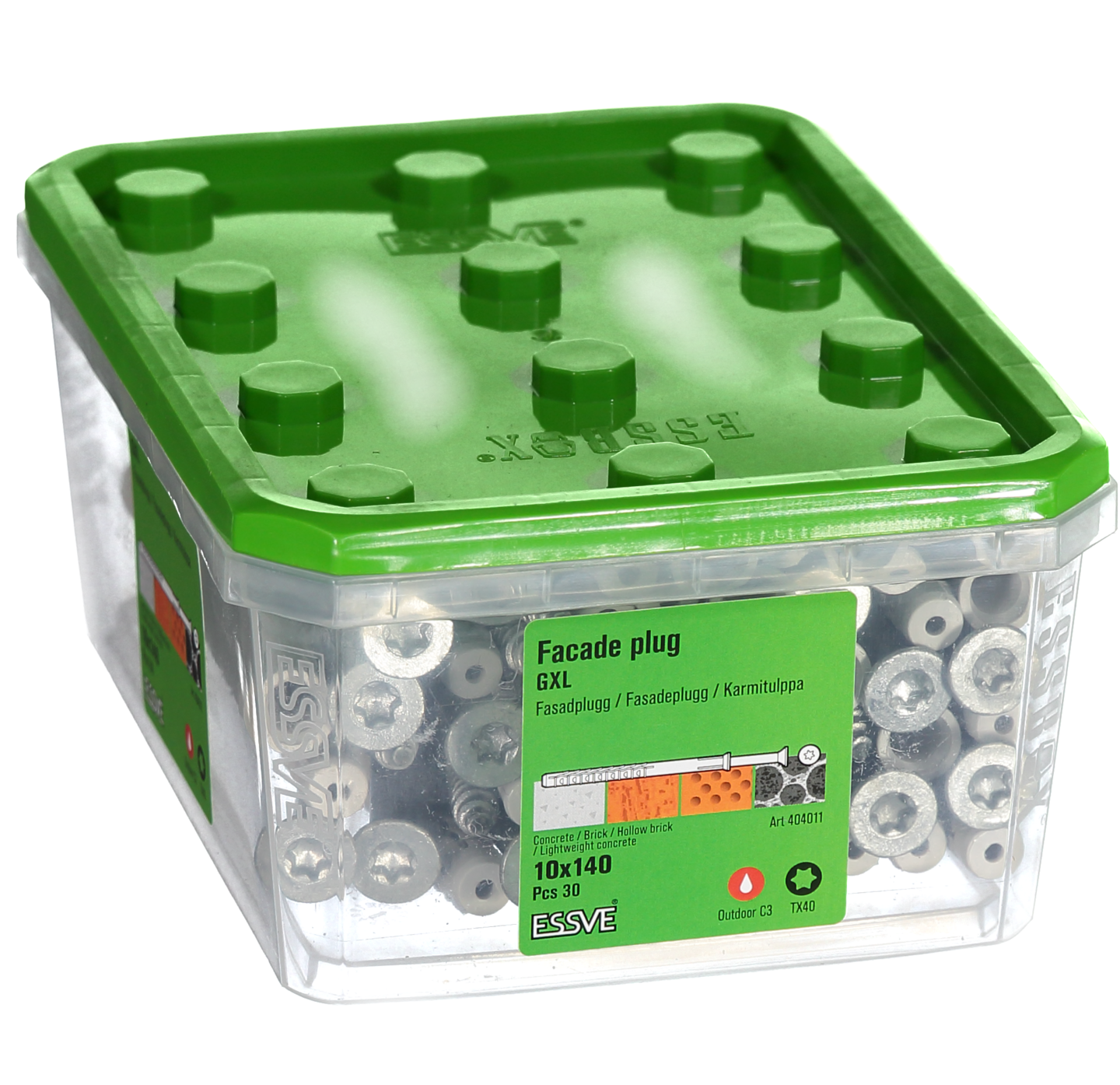 FASADPLUGG FZV C3 10X140 30ST TX40 FÖRSÄNKT SKALLE