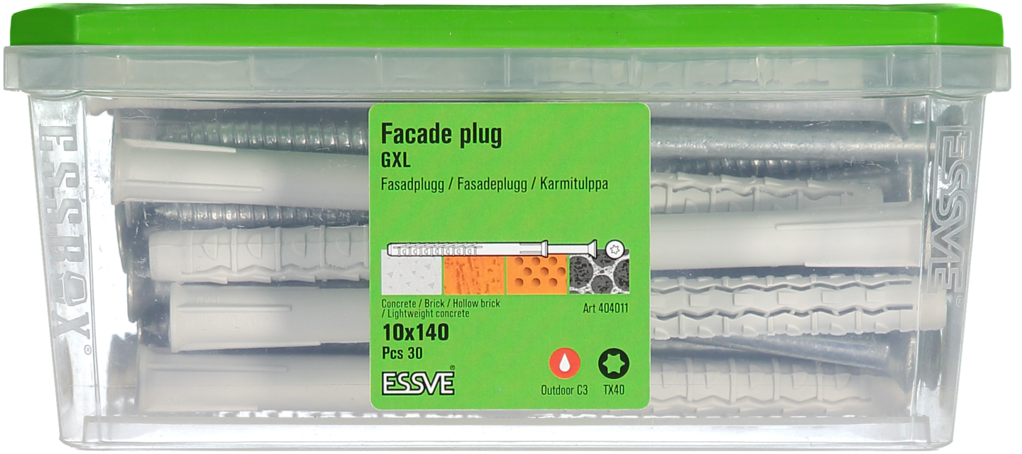 FASADPLUGG FZV C3 10X140 30ST TX40 FÖRSÄNKT SKALLE