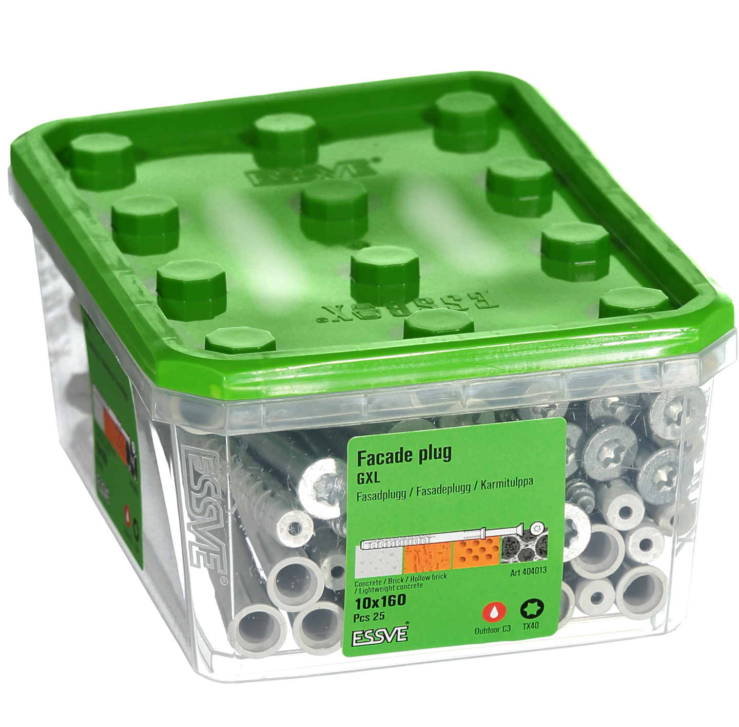 FASADPLUGG GXL FH 10X160 FZV 25ST INKL SKRUV