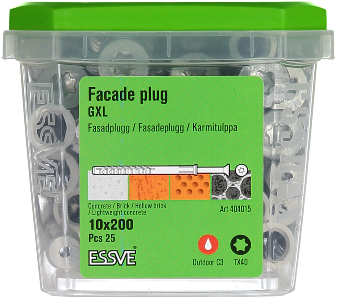 FASADPLUGG GXL FH TX40 10X200 FZV 25ST