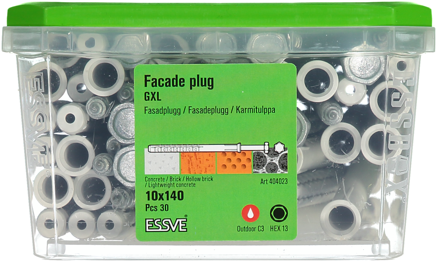 FASADPLUGG GXL 10X140 HEX FZV 30ST INKL SKRUV