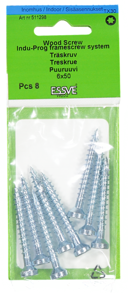 TRÄSKRUV ESSVE INDU-PROG 6X50 8ST TX30 LÄTT DÖRR/FÖNSTERMONTAGE