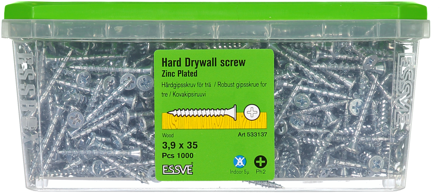 HÅRDGIPSSKRUV TRÄ 3,9X35MM PH2 FZB 1000ST