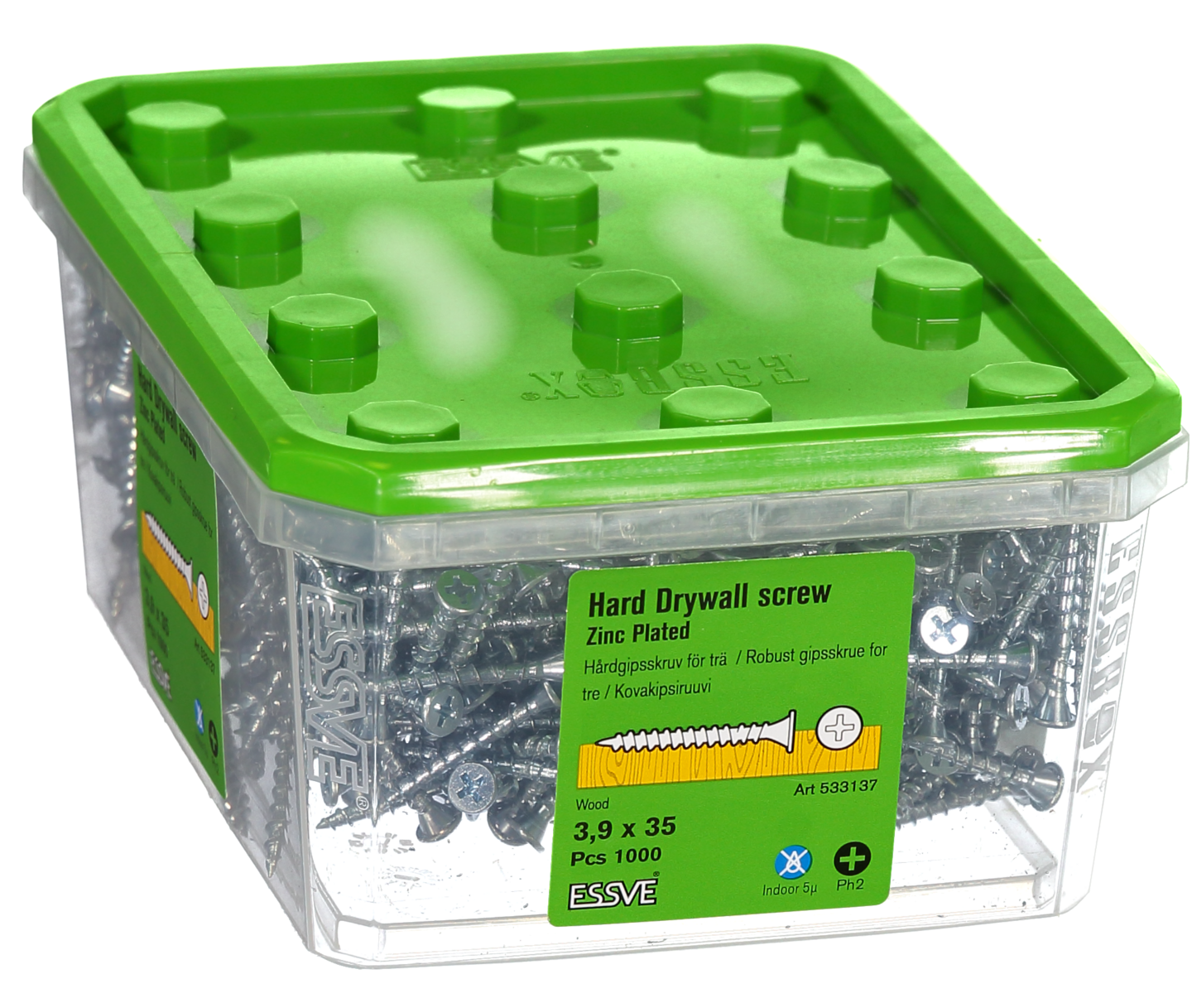 HÅRDGIPSSKRUV TRÄ 3,9X35MM PH2 FZB 1000ST