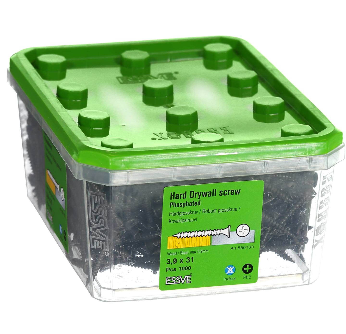 GIPSSKRUV HÅRD 3,9X31MM 1000ST TRÄ/STÅLREGEL FOSFATERAD