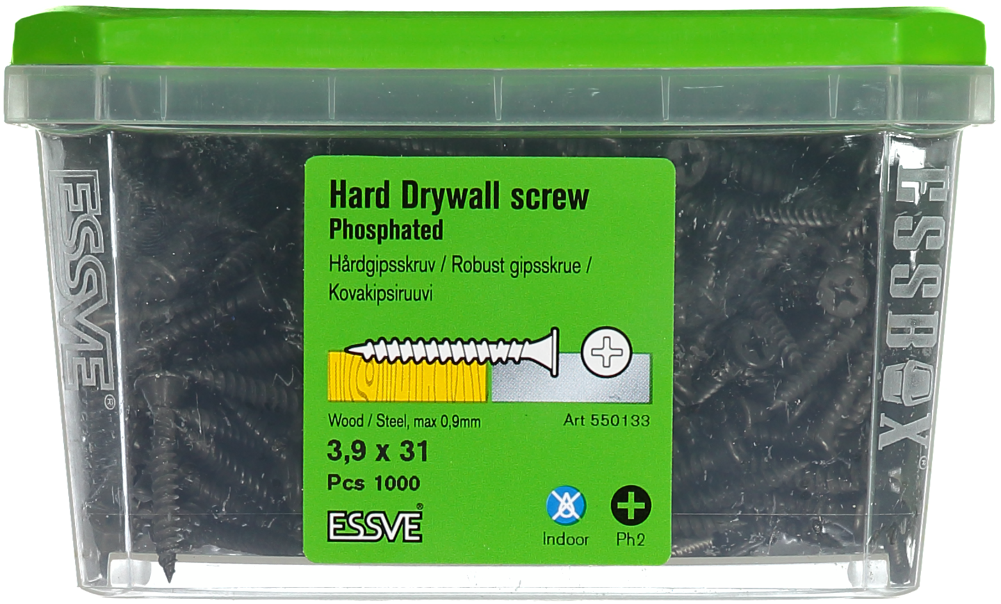 GIPSSKRUV HÅRD 3,9X31MM 1000ST TRÄ/STÅLREGEL FOSFATERAD