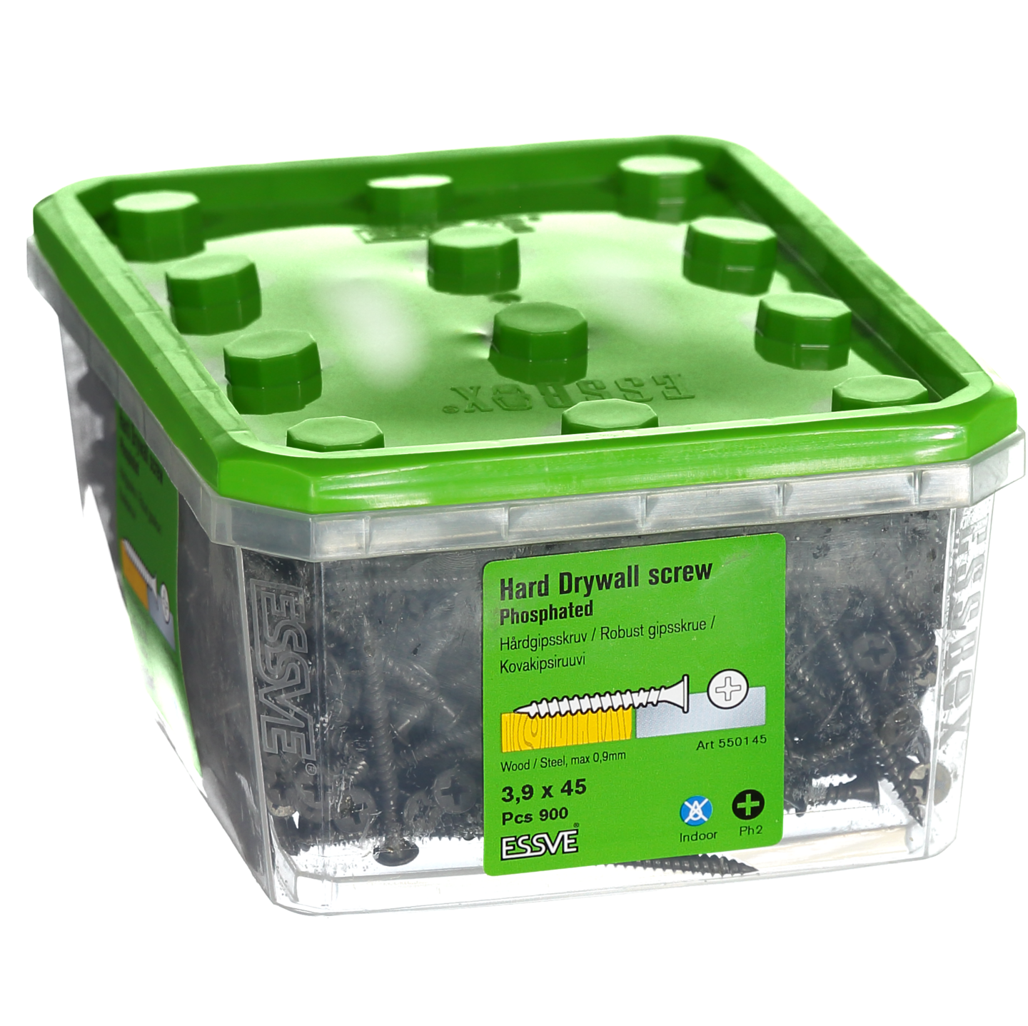 GIPSSKRUV HÅRD 3,9X45MM 900ST TRÄ/STÅLREGEL FOSFATERAD