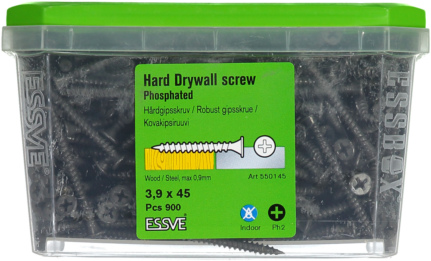 GIPSSKRUV HÅRD 3,9X45MM 900ST TRÄ/STÅLREGEL FOSFATERAD