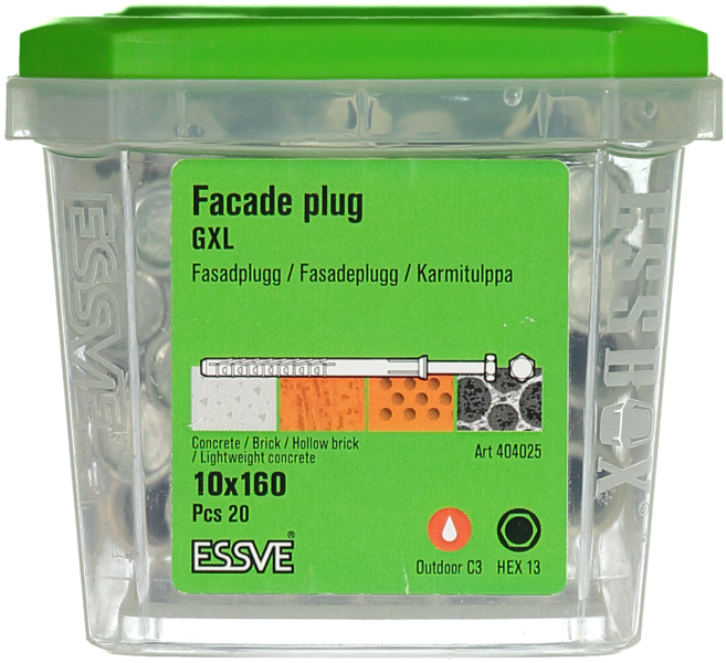 FASADPLUGG GXL 10X160 HEX13 FZV 20/FRP