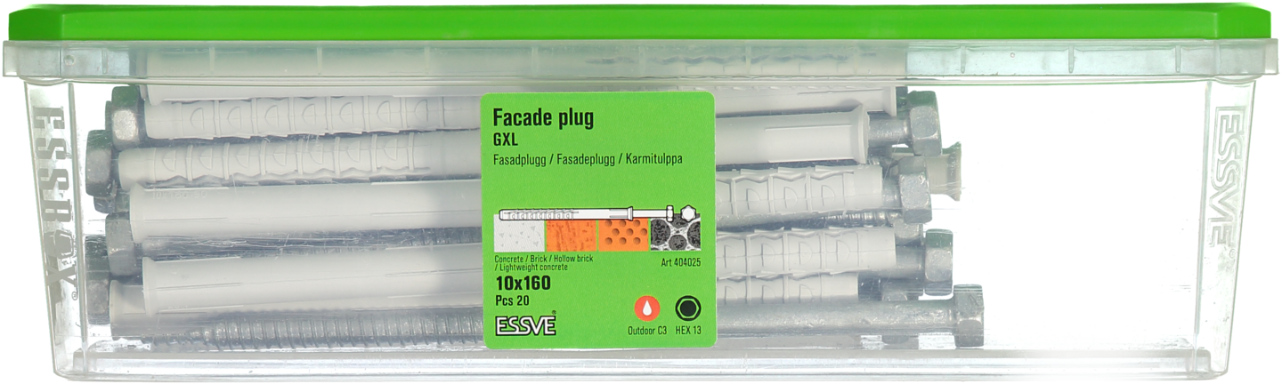 FASADPLUGG GXL 10X160 HEX13 FZV 20/FRP