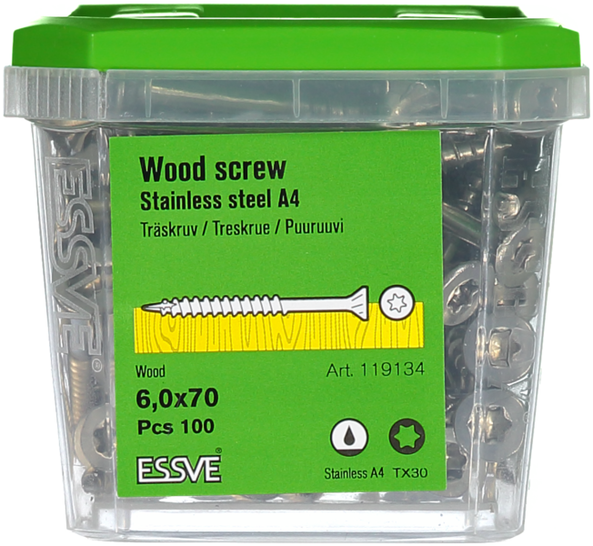 TRÄSKRUV FS A4 UTV 6,0X70 100 TX30