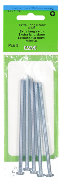 SKRUV ESSVE EXTRA LÅNG FÖRZINKAD PZ M5X100 5ST