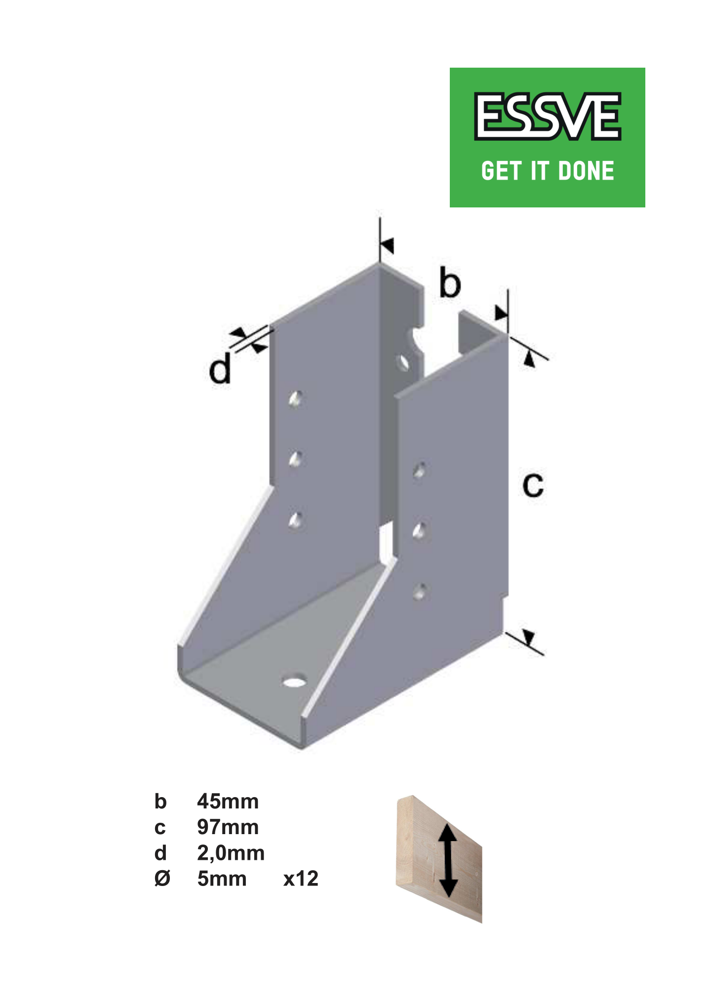 BALKSKO I 45X97X2MM INÅTVÄNDA FLIKAR