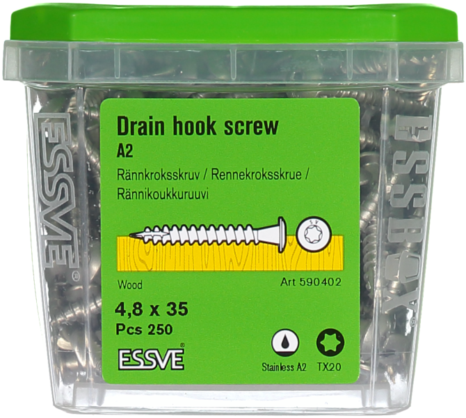 RÄNNKROKSKRUV A2 4,8X35MM 250ST