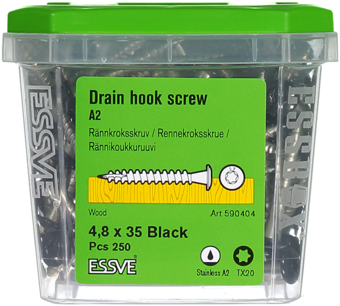 RÄNNKROKSKRUV SVART 4,8X35MM 250ST