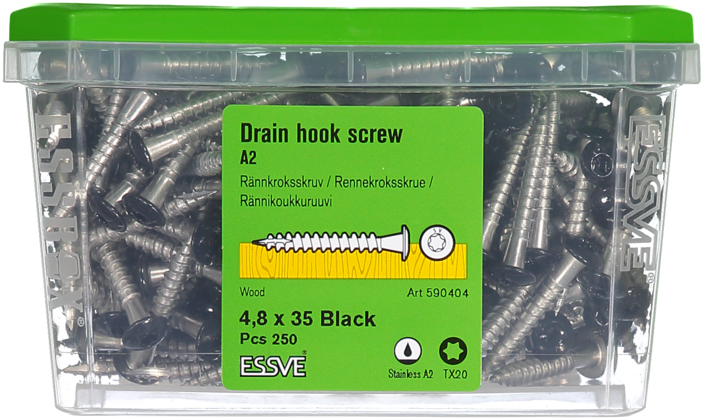 RÄNNKROKSKRUV SVART 4,8X35MM 250ST