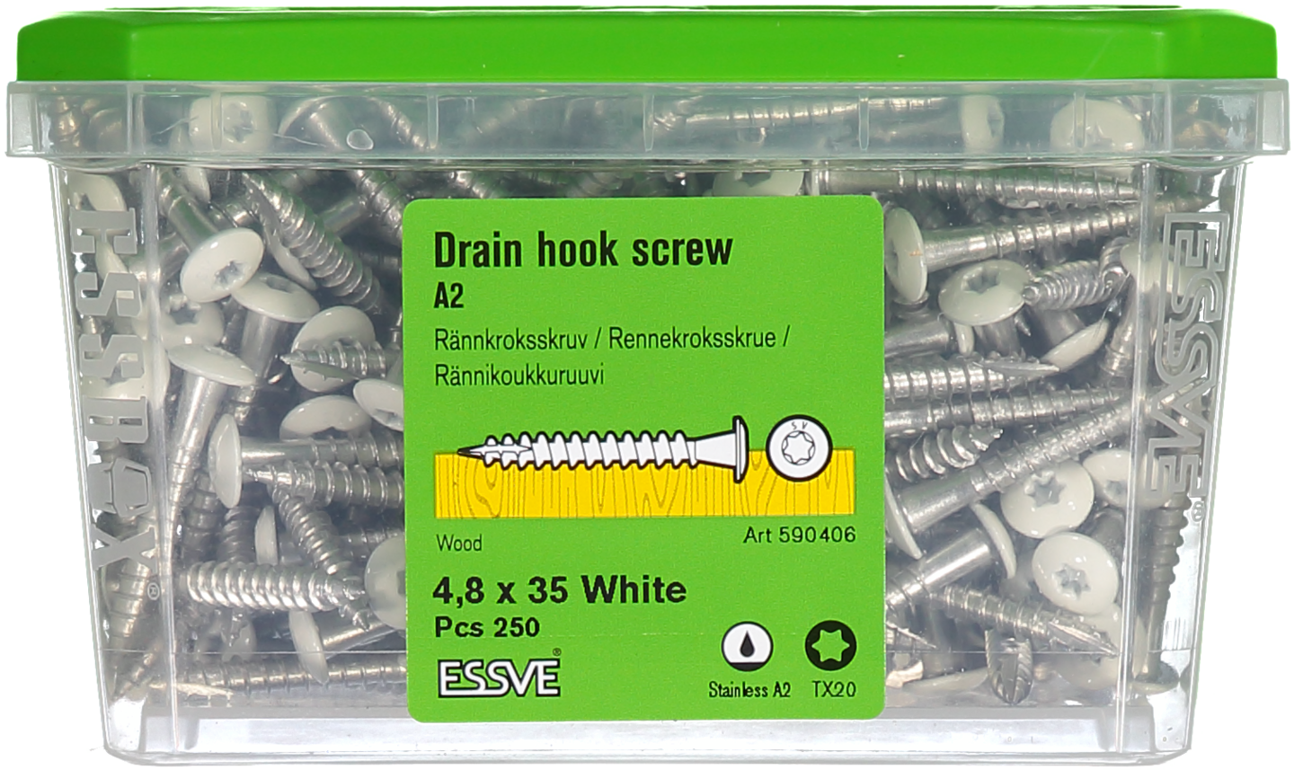 RÄNNKROKSKRUV VIT 4,8X35MM 250ST