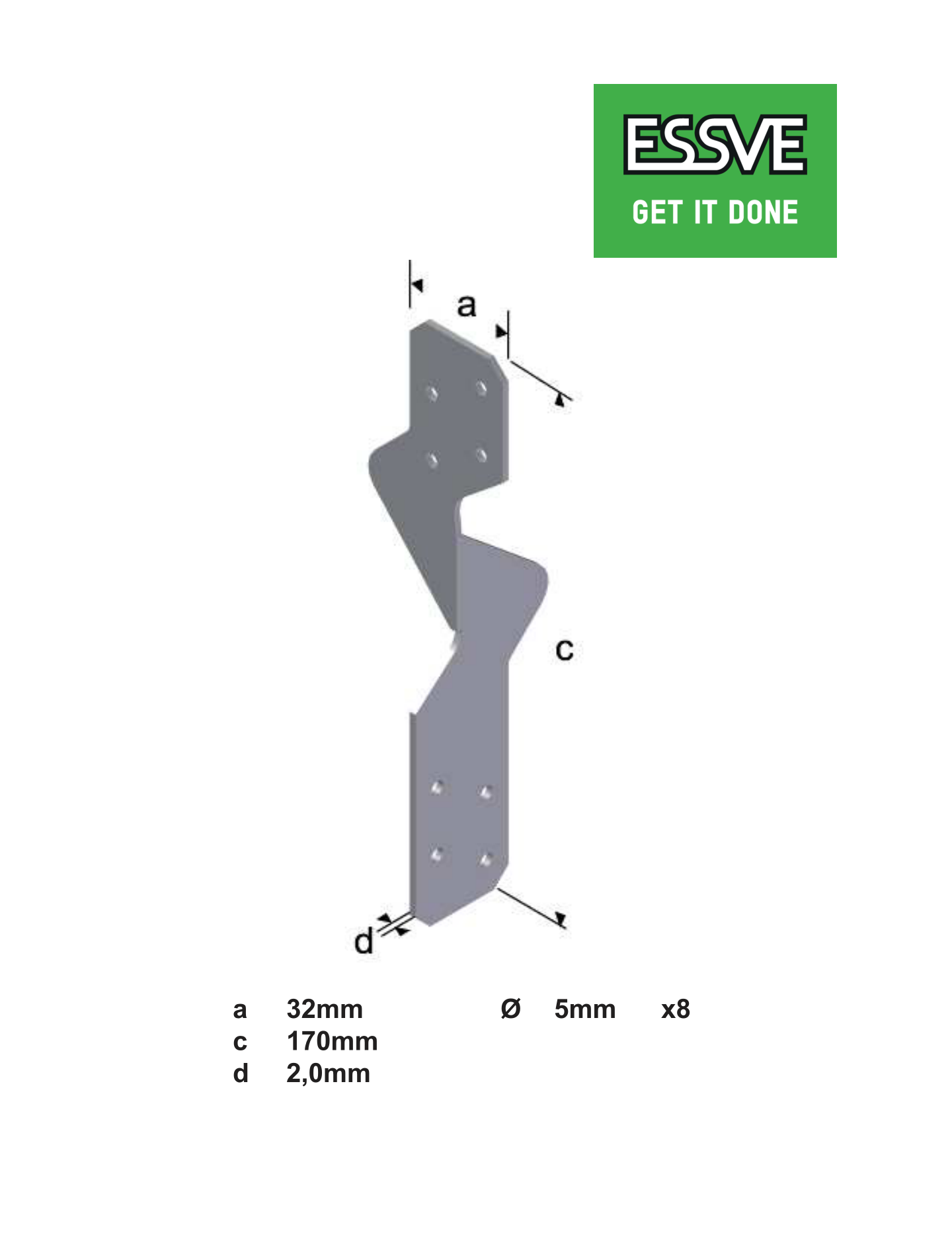 TAKÅSFÄSTE UNIVERSAL -170 32X170X2MM