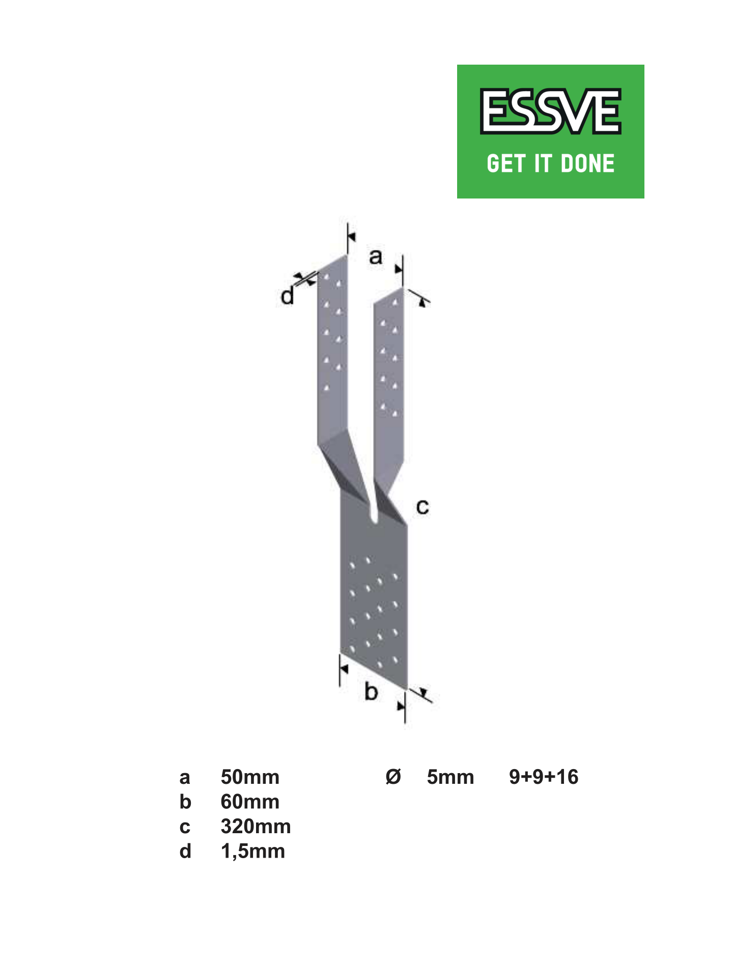 GAFFELANKARE 320X50X1,5MM
