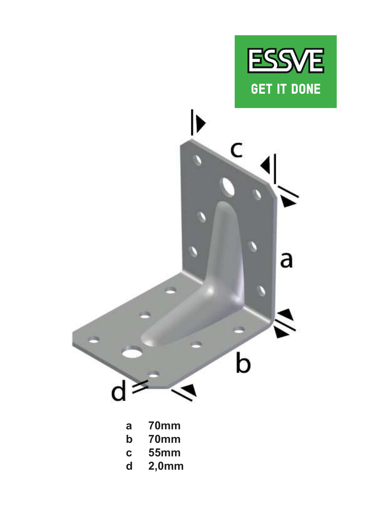 VINKEL V7 MF 70X70X55X2MM