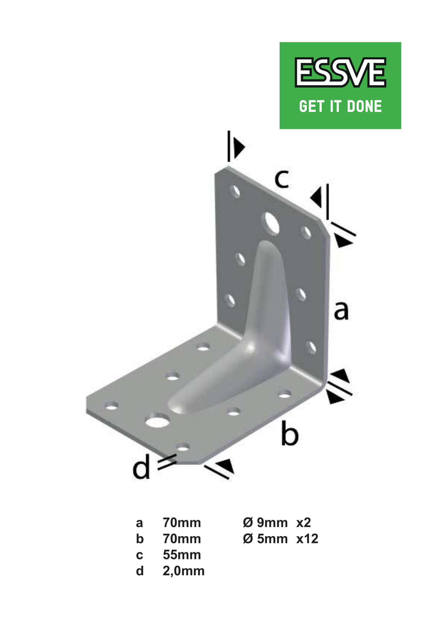 VINKEL V7 MF 70X70X55X2MM