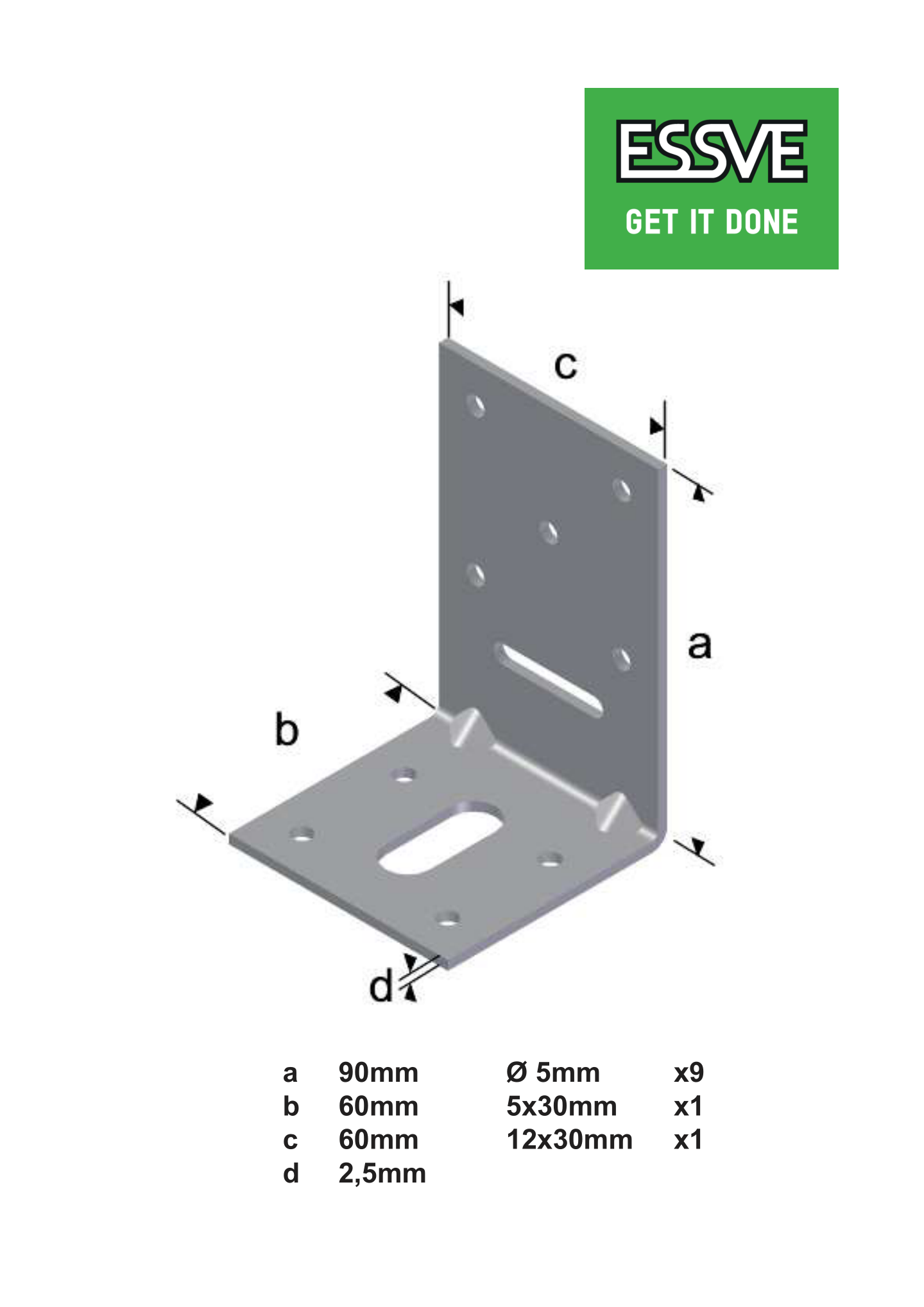 VINKEL P2 OVALT HÅL 12MM