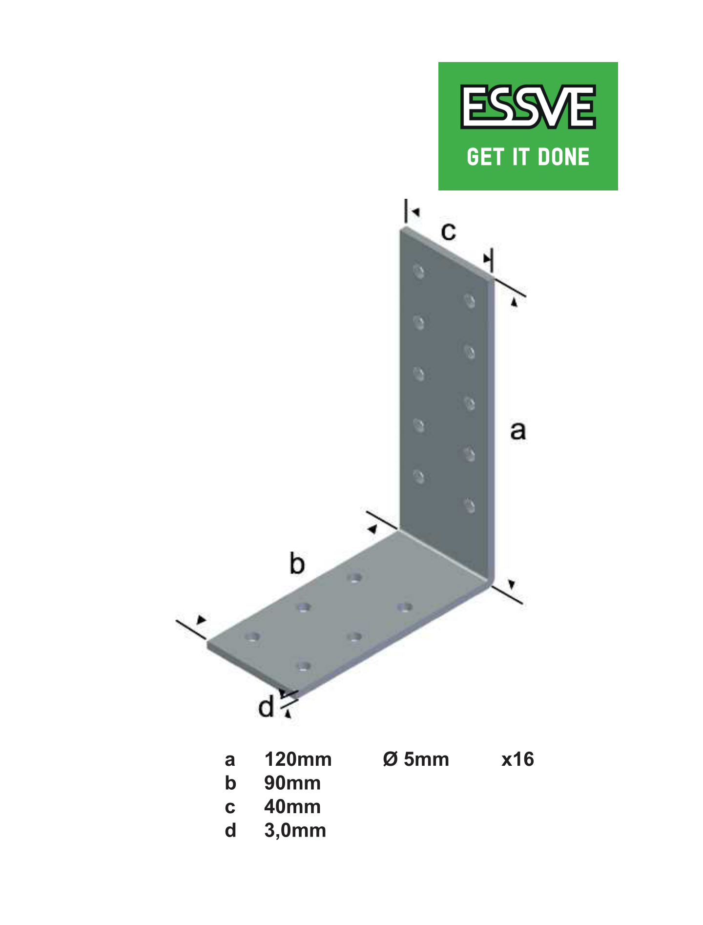 VINKEL KRAFT V15 120X90X40X3MM