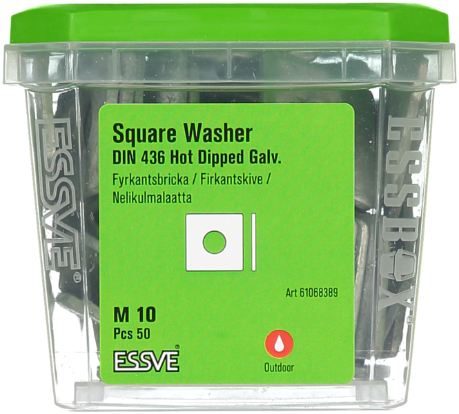 FYRKANTSBRICKA ESSVE DIN 436 FZV M10 50ST
