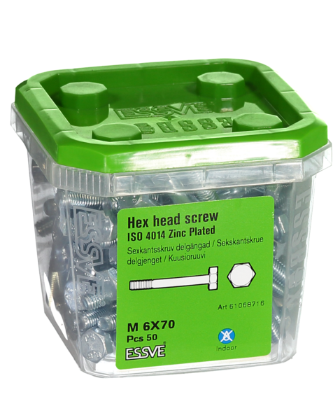 SEXKANTSKRUV ESSVE D FZB M6X70 50ST, 4014 FZB M6X70 50ST