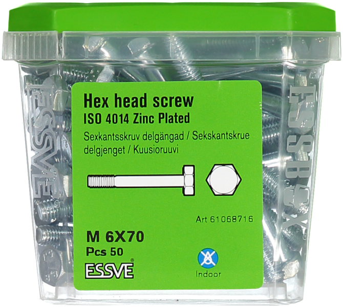 SEXKANTSKRUV ESSVE D FZB M6X70 50ST, 4014 FZB M6X70 50ST