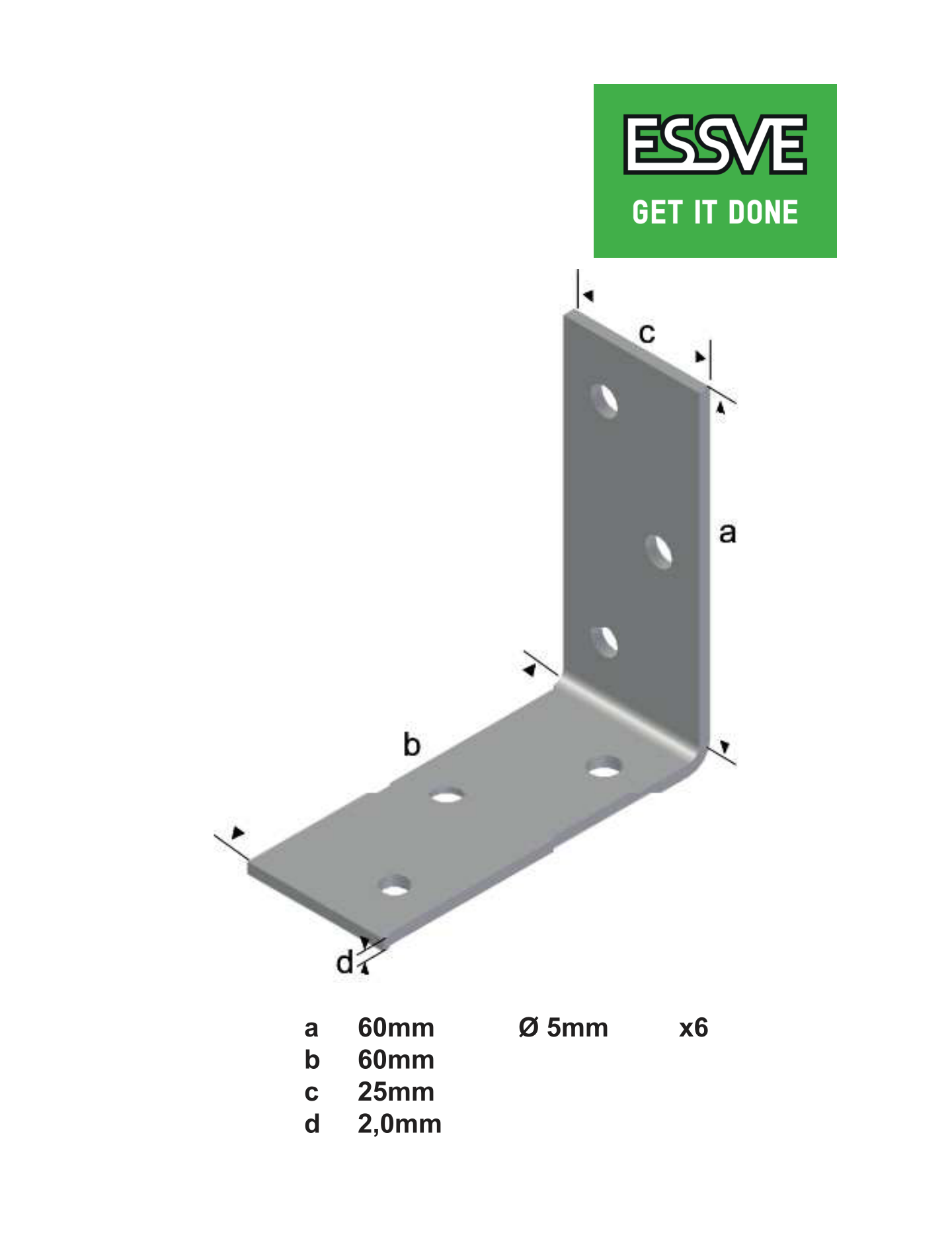 MINIVINKEL ESSVE M4 60X60X25X2MM