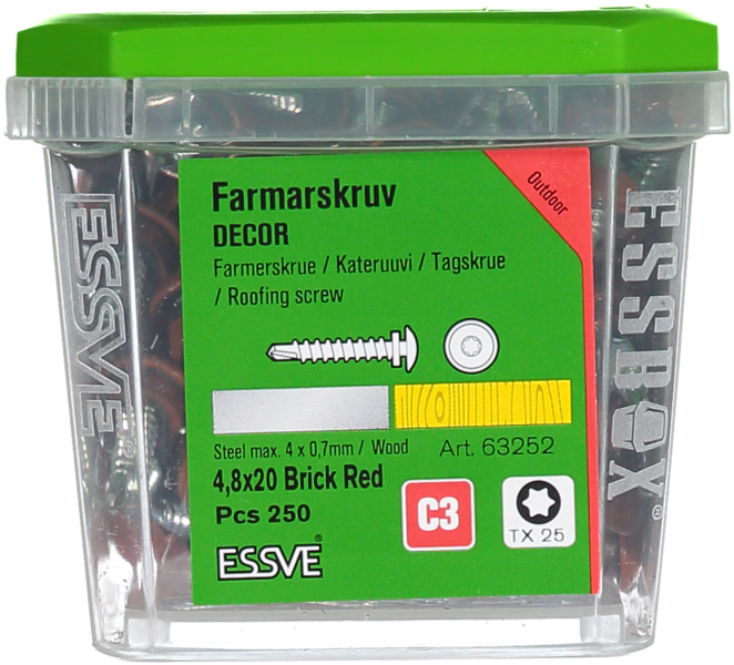VINDSKIVESKRUV TRÖD 4,8X20 250 TX25 FARMARSKRUV DECOR