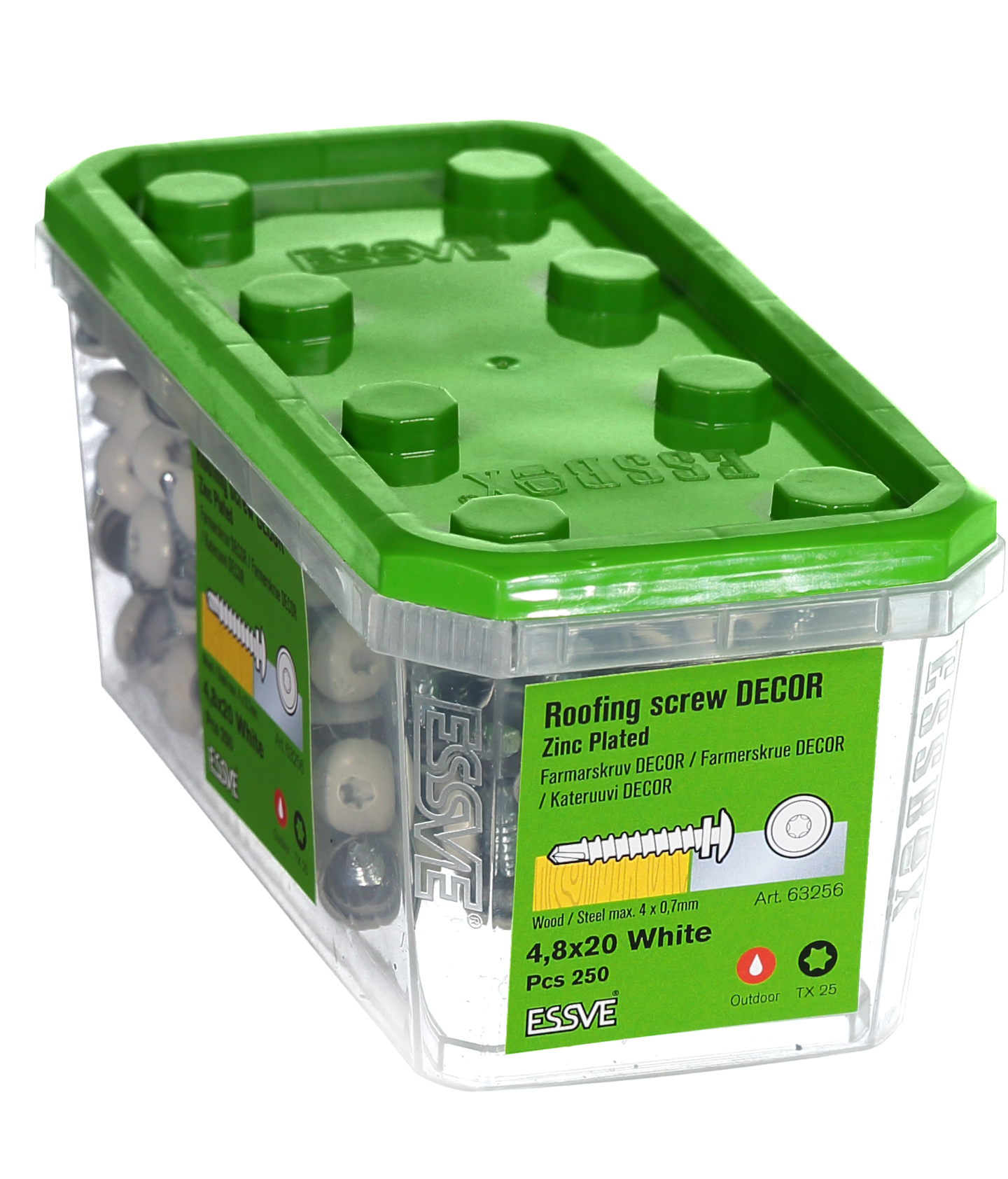 VINDSKIVESKRUV VIT 4,8X20 250 TX25 FARMARSKRUV DECOR