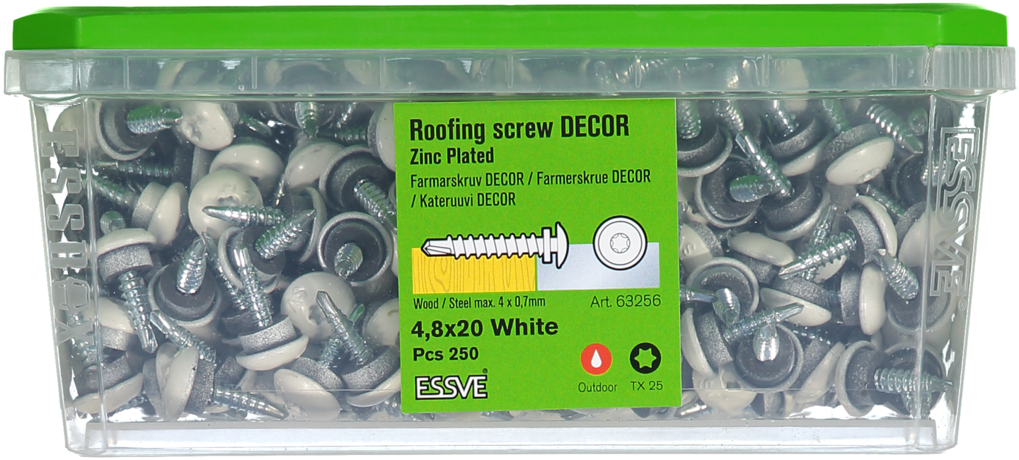 VINDSKIVESKRUV VIT 4,8X20 250 TX25 FARMARSKRUV DECOR