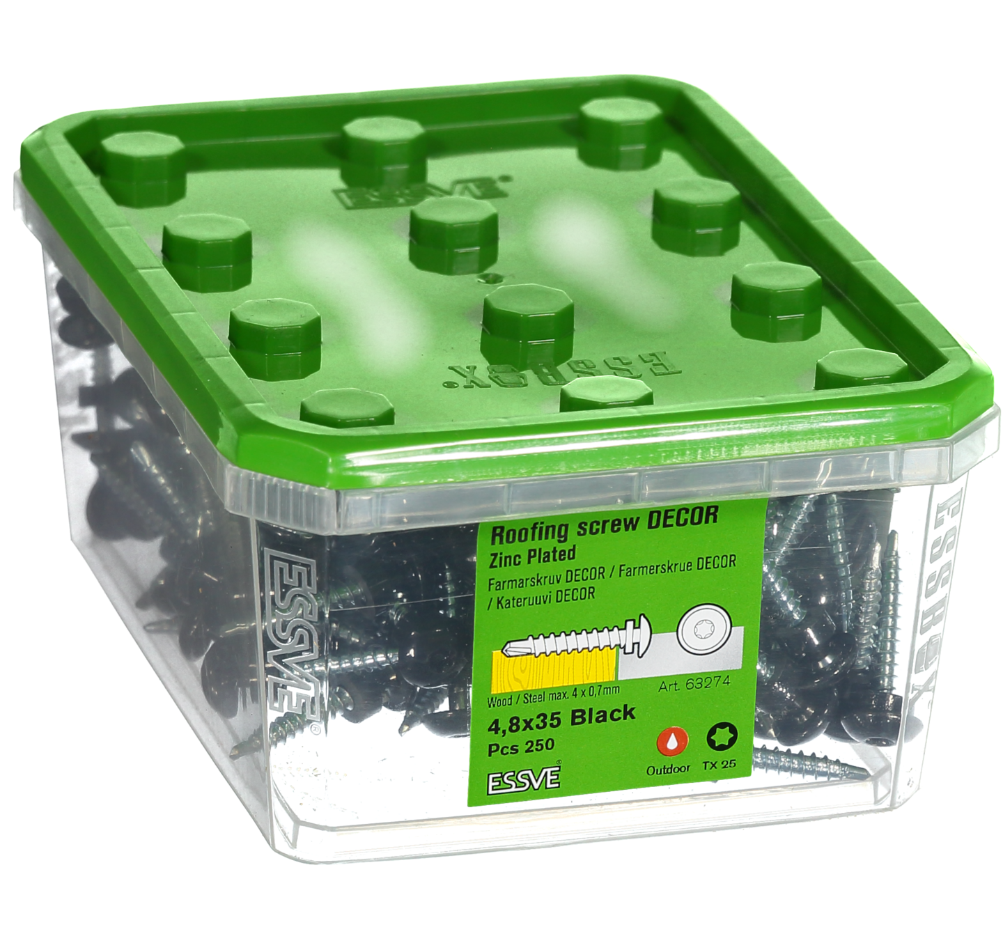 FARMARSKRUV ESSVE DECOR BORRSPETS SV RAL9011 TX25 FZB 4,8X35 250