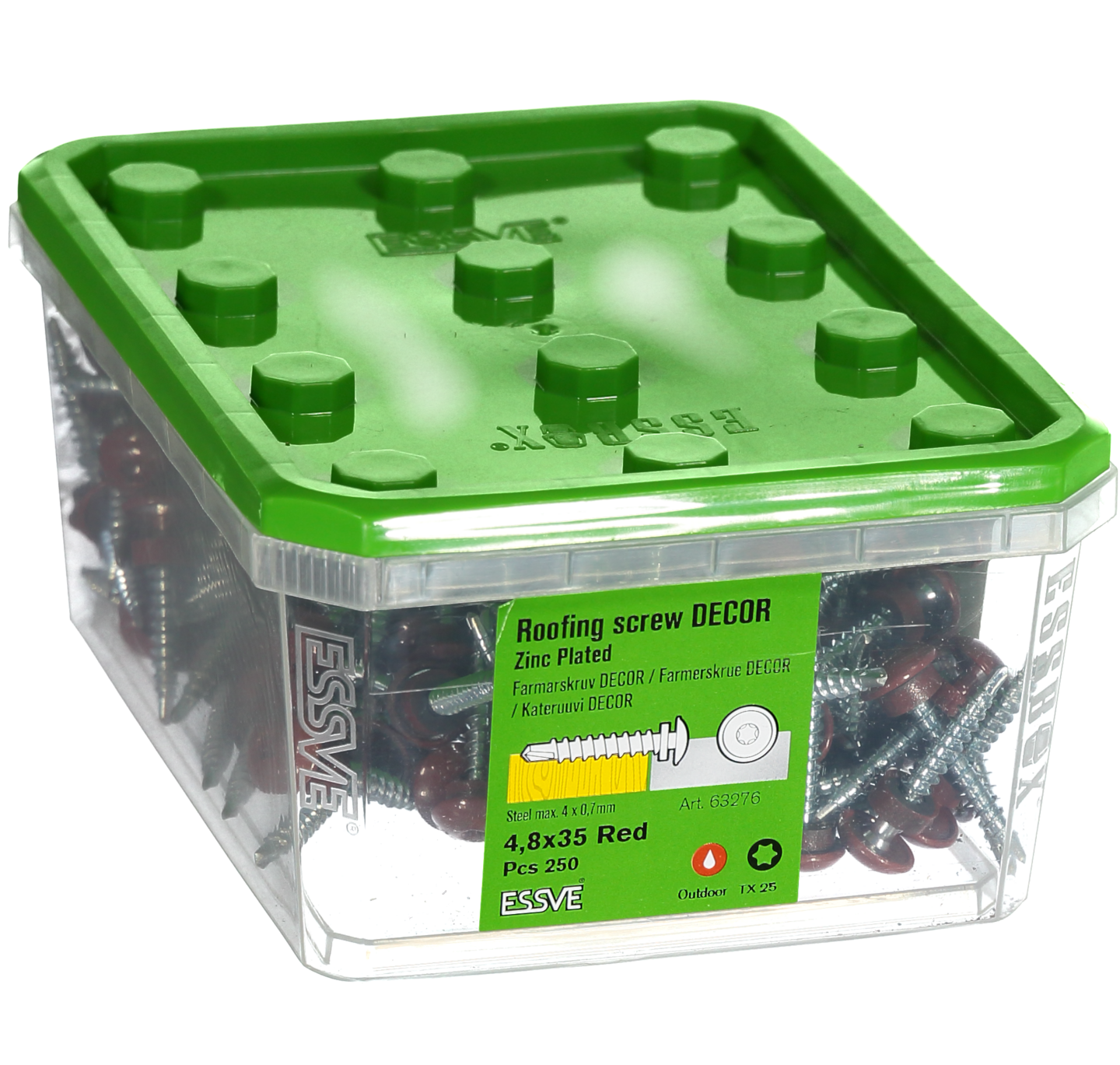 FARMARSKRUV ESSVE DECOR BS RÖD RAL 3009 TX25 FZB 4,8X35 250ST