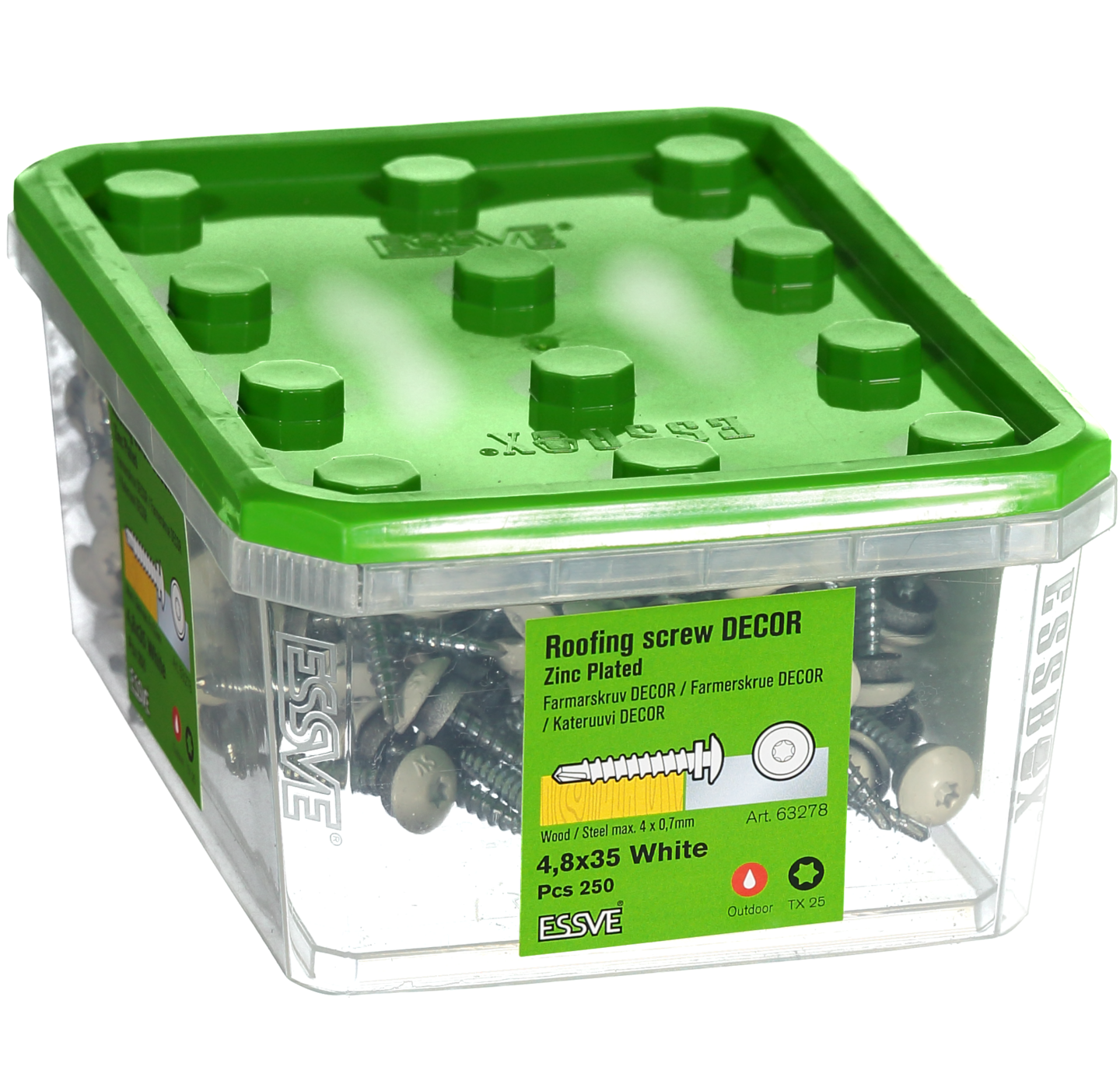 FARMARSKRUV ESSVE DECOR BORRSPETS VI RAL9010 TX25 FZB 4,8X35 250