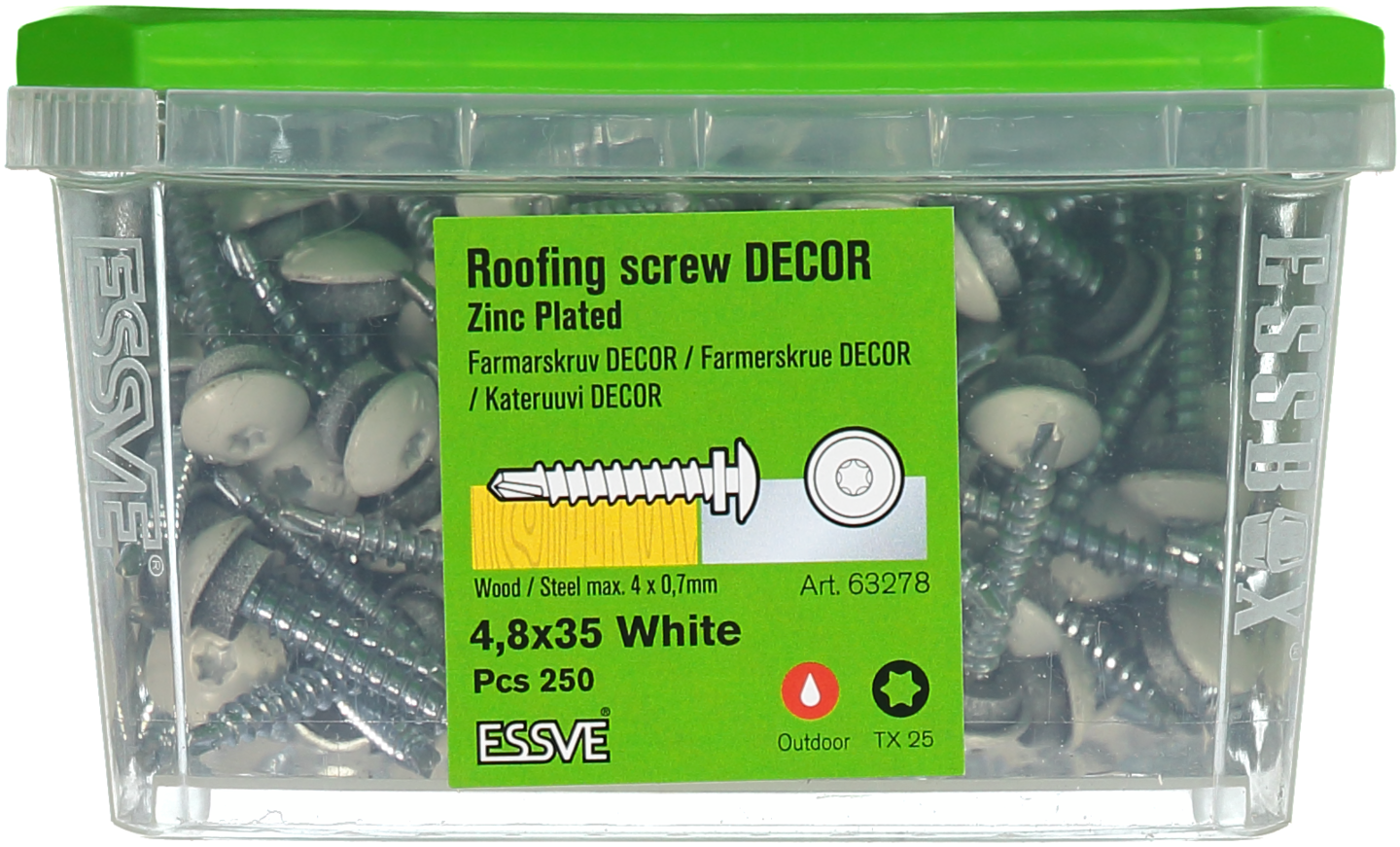 FARMARSKRUV ESSVE DECOR BORRSPETS VI RAL9010 TX25 FZB 4,8X35 250