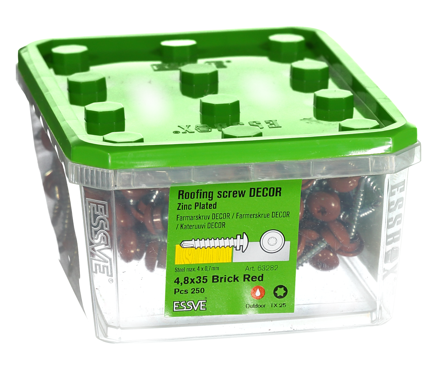 FARMARSKRUV ESSVE DECOR BS TEGELRÖD RAL 8004 TX25 FZB 4,8X35 250ST