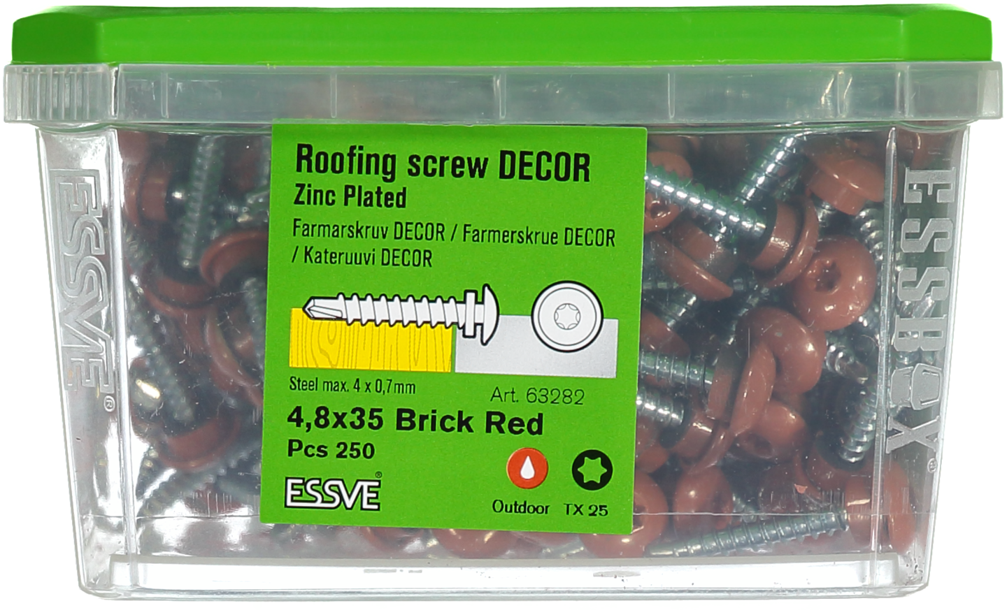 FARMARSKRUV ESSVE DECOR BS TEGELRÖD RAL 8004 TX25 FZB 4,8X35 250ST