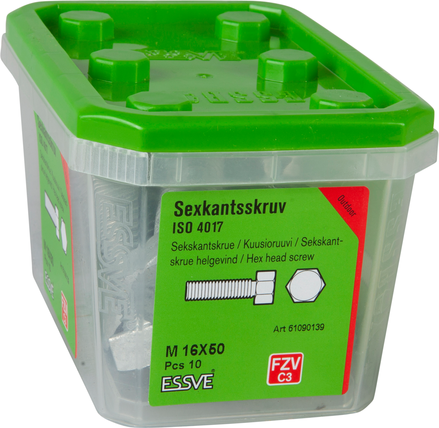 SEXKANTSSKRUV ESSVE 8.8U HELGÄNGAD ISO 4017 FZV M16X50 10ST