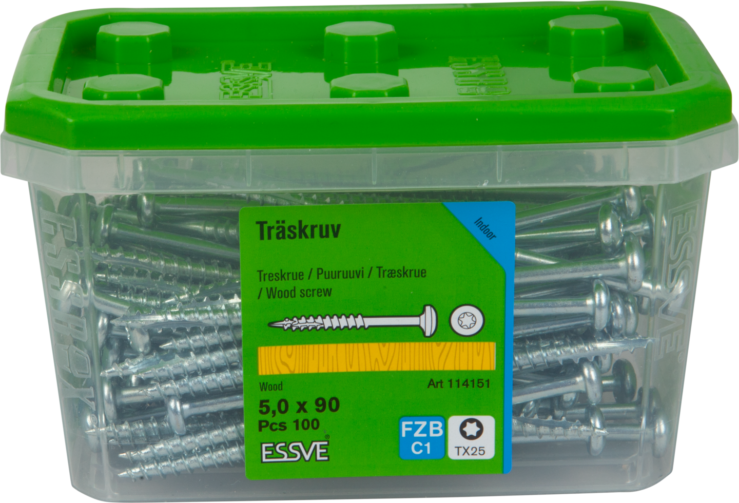 TRÄSKRUV ESSVE CUT 5X90 KULLRIG SK FÖRZINKAD TX25