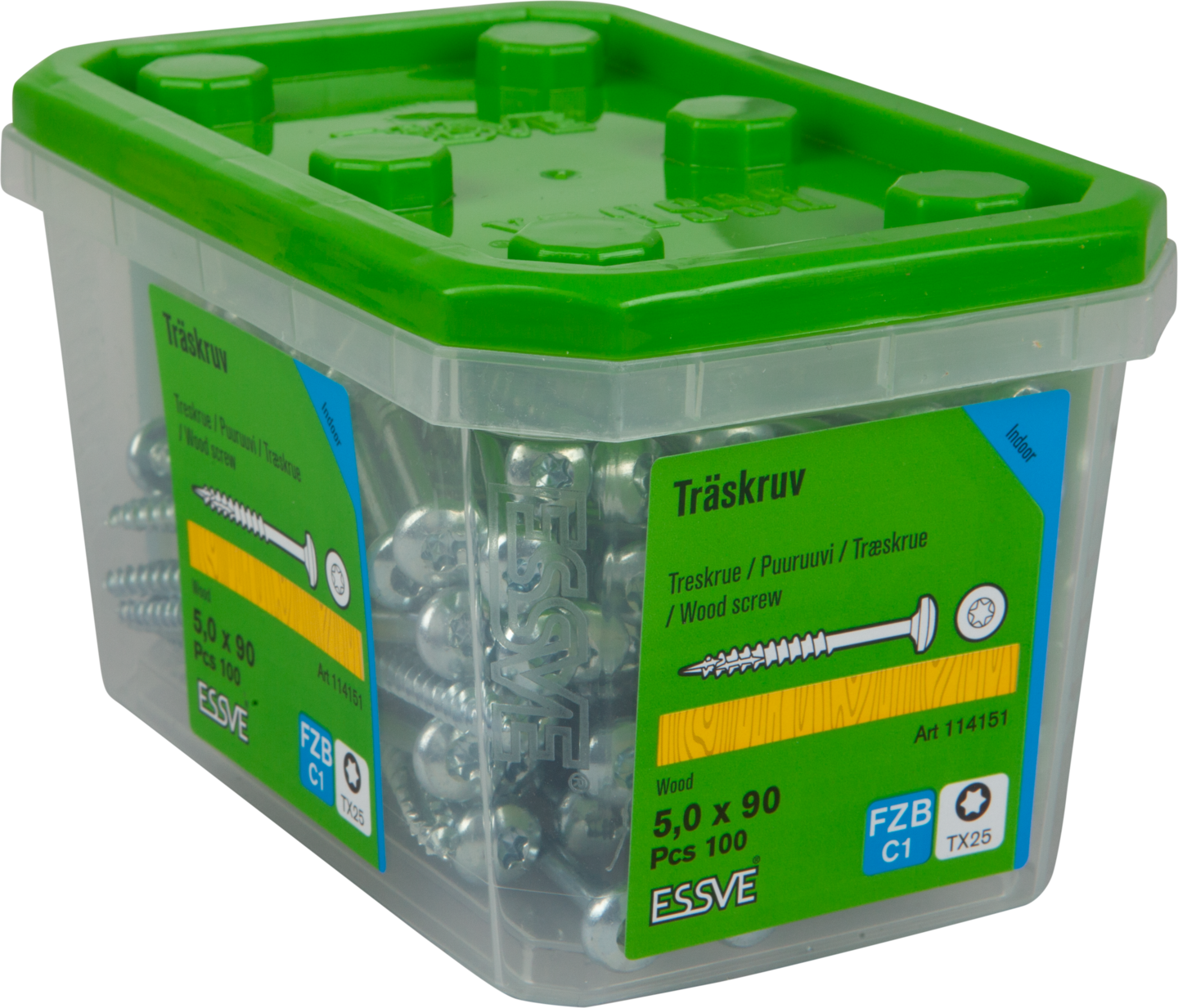 TRÄSKRUV ESSVE CUT 5X90 KULLRIG SK FÖRZINKAD TX25