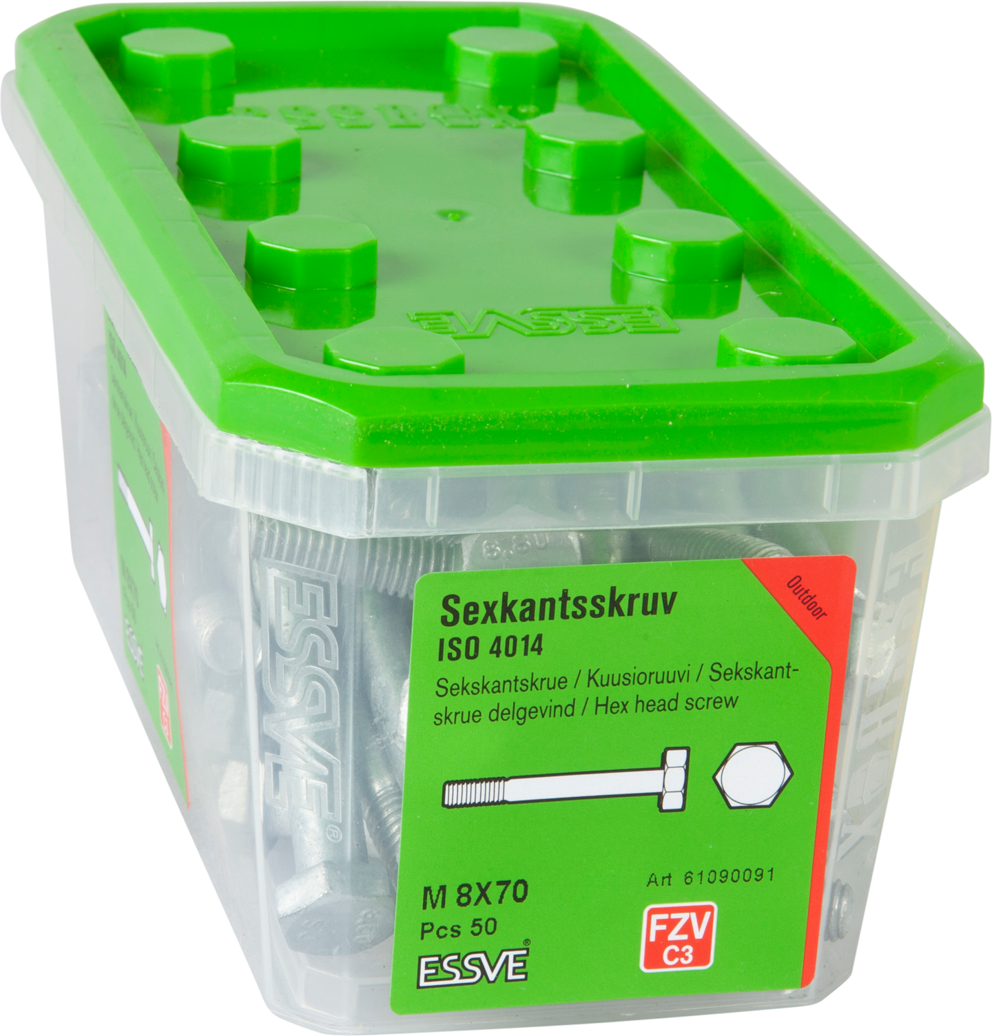 SEXKANTSSKRUV ESSVE 8.8U DELGÄNGAD ISO 4014 FZV M8X70 50ST