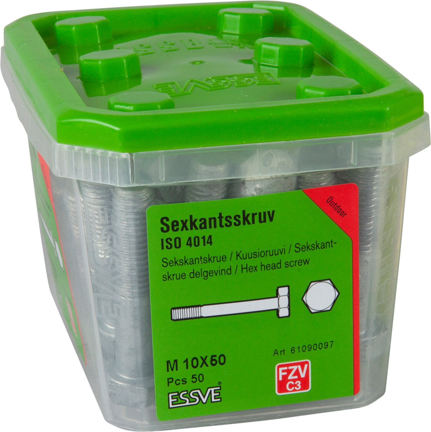 SEXKANTSSKRUV ESSVE 8.8U DELGÄNGAD ISO 4014 FZV M10X50 50ST